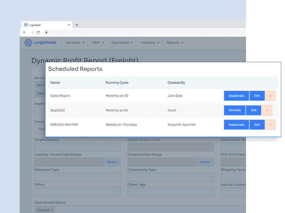 scheduled reports